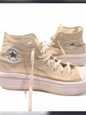 Converse High Top Platform Sneakers in Beige